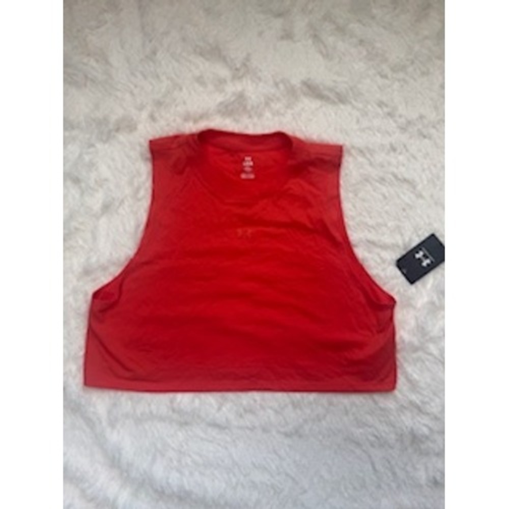 Under Armour Women Red Cropped Athletic Tank Top‎ L G G NWT